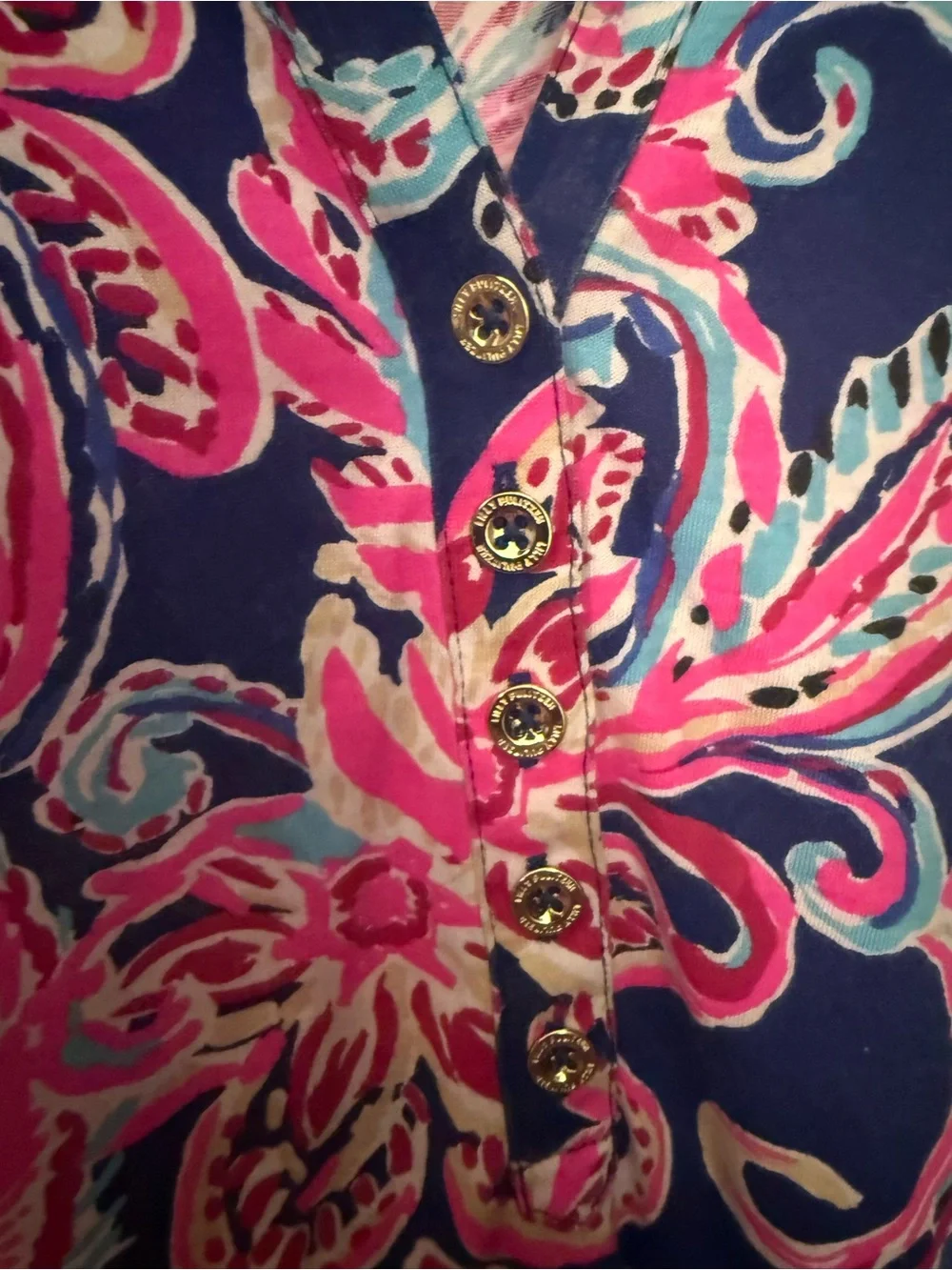 Lilly Pulitzer Navy Dress with Pink Paisley Print - Picture 3 of 5